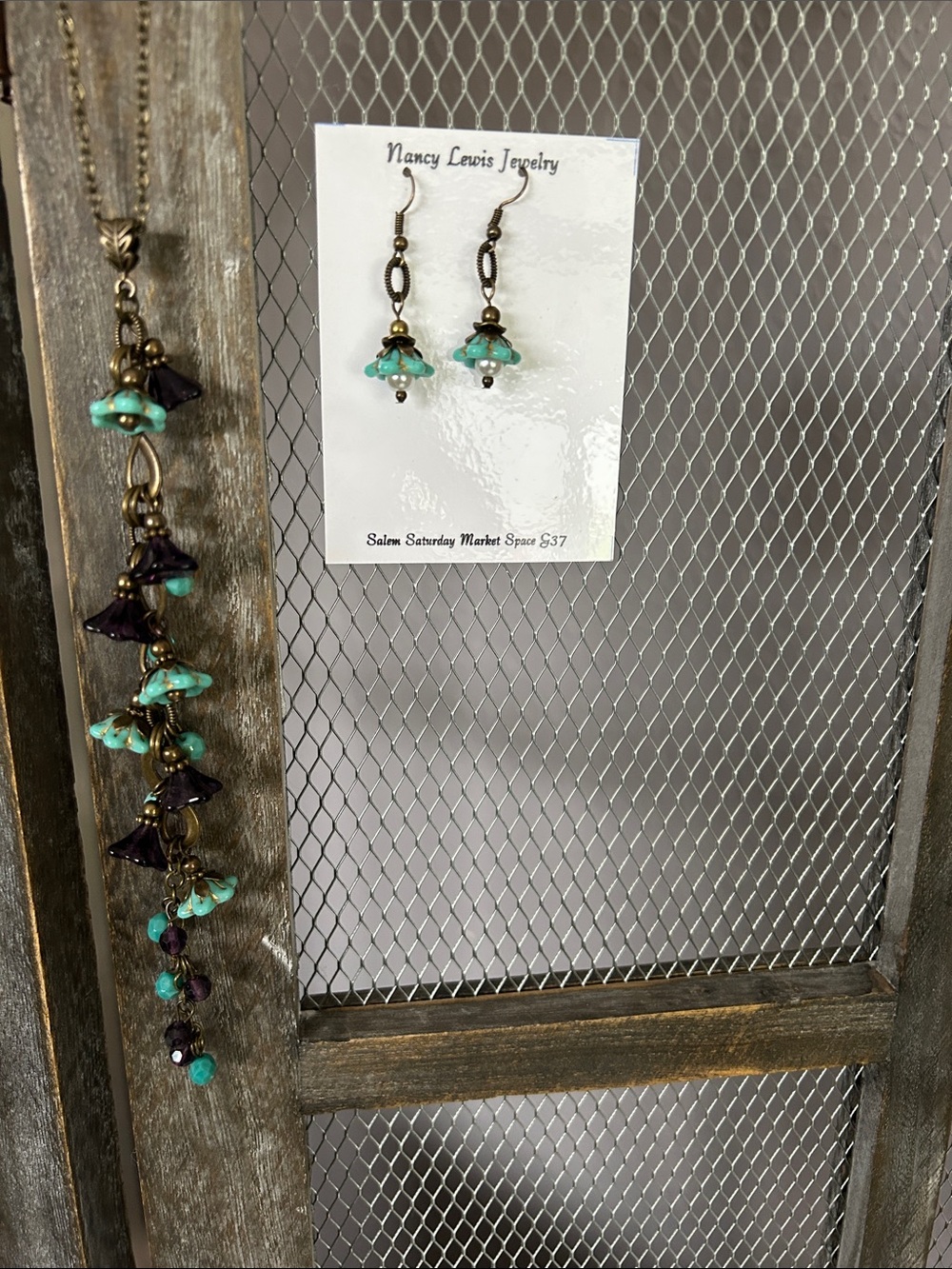 Turquoise & Purple Bead Dangle Earrings